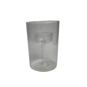 Waxinelichthouder Geribbeld Glas