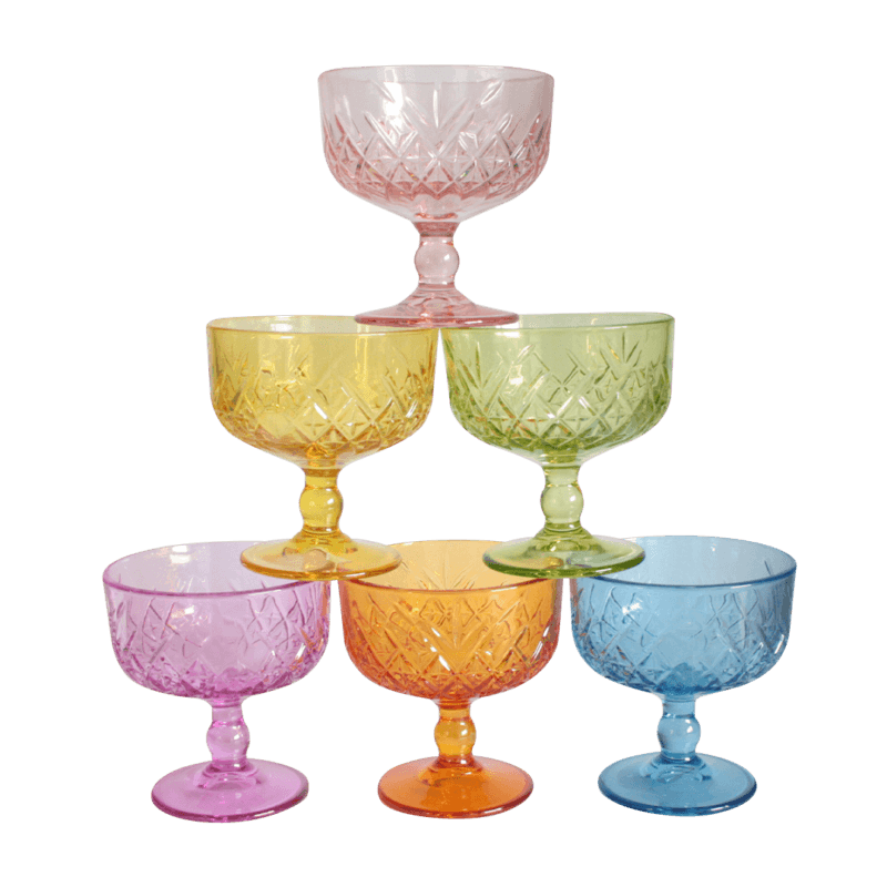 ijscoupes gekleurd, set van 6