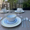 servies set blauw zand