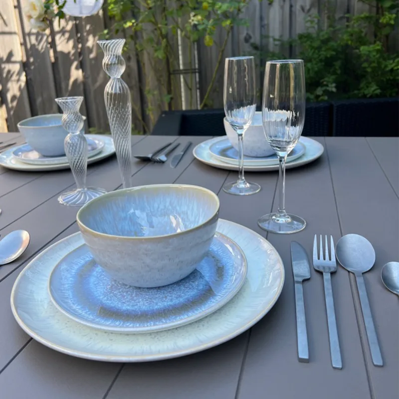 servies set blauw zand
