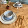 set tafel servies blauw