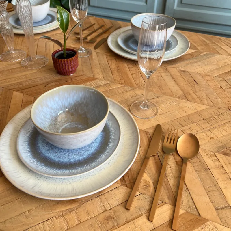 set tafel servies blauw