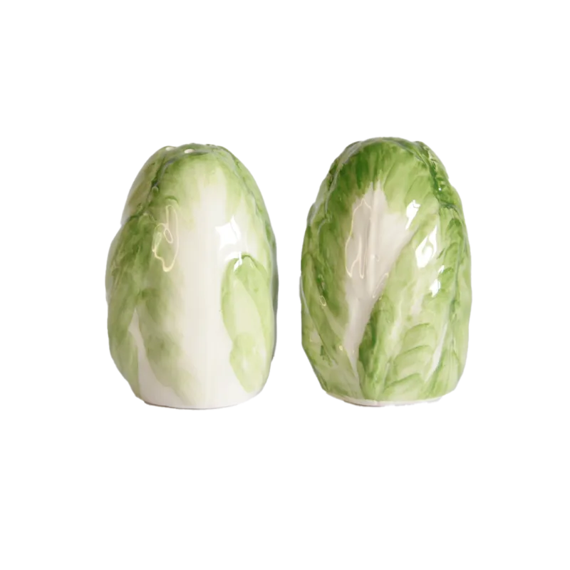 peper- en zoutstel vorm van andijvie groen