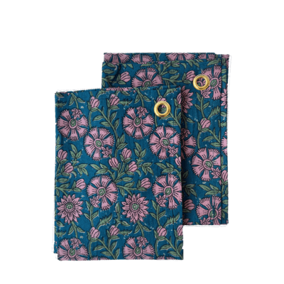 Keukendoeken blauw en roze - kleurrijk tafellinnen