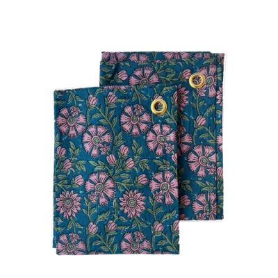 Keukendoeken blauw en roze - kleurrijk tafellinnen