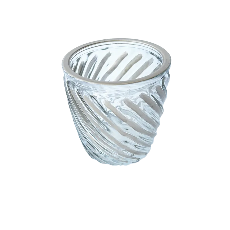Waxinelichthouder glas goud swirl