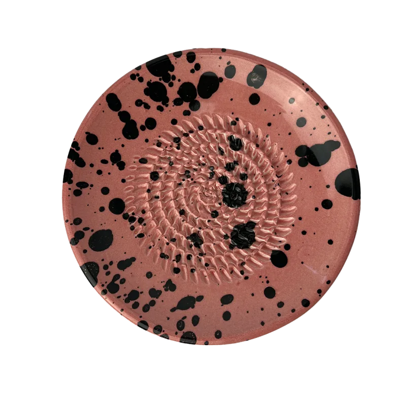Raspbordje oranje/roze met zwarte spikkels ø12,5