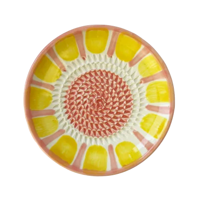 Handgemaakt raspbordje roze en geel - Italiaans keramiek raspbordjes